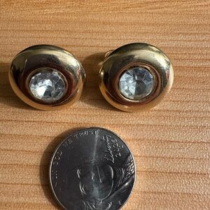 Gold Clip-On Earrings with Crystal rhinestone